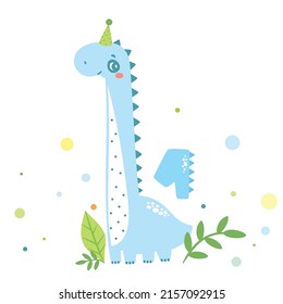 Cute baby dinosaur illustration, baby shower card