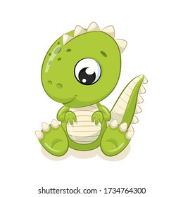 Cute Baby-Dinosaurier-Abbildung. Vector Illustration für Babydusche, Grußkarte, Partyeinladung, T-Shirt-Druck für Modekleider.