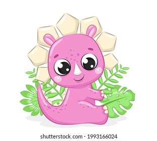 Cute baby dinosaur illustration. Vector illustration for baby shower, greeting card, party invitation, fashion clothes t-shirt print.