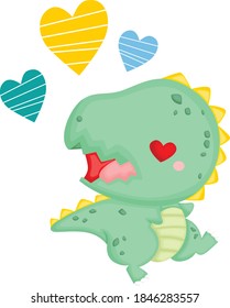 a cute baby dinosaur in love