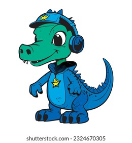 Cute baby dinosaur in pajamas