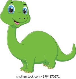 cute baby dinosaur posing on white background
