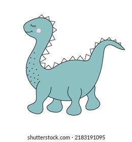 Cute baby dinosaur. Prehistoric character in doodle style. Vector illustration.
