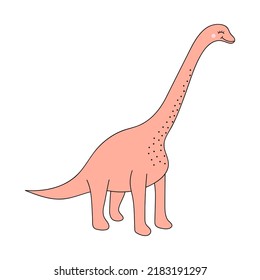 Cute baby dinosaur. Prehistoric character in doodle style. Vector illustration.