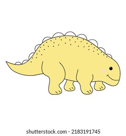 Cute baby dinosaur. Prehistoric character in doodle style. Vector illustration.