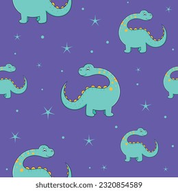Cute Baby Dinosaurier Nahtloses Vektormuster