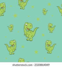 Cute Baby Dinosaur Seamless Vector Pattern,Wallpaper,Textile,Fabric