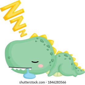 A Cute Baby Dinosaur Sleeping And Drooling