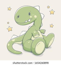 Cute baby dinosaur with stars