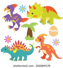 Cute baby dinosaur vector cartoon illustration