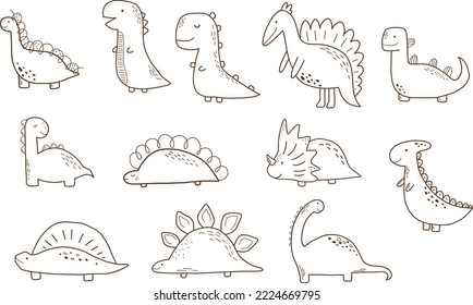 Cute baby dinosaur, vector illustration for design, print, pattern, isolated on white background