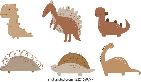 Cute baby dinosaur, vector illustration for design, print, pattern, isolated on white background