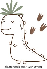 Cute baby dinosaur, vector illustration for design, print, pattern, isolated on white background