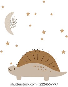 Cute baby dinosaur, vector illustration for design, print, pattern, isolated on white background