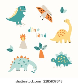 cute baby dinosaur vector print