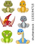 Cute baby dinosaurs cartoon collection set