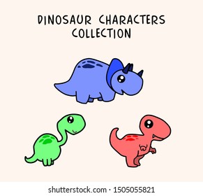 Cute baby dinosaurs cartoon hand drawn