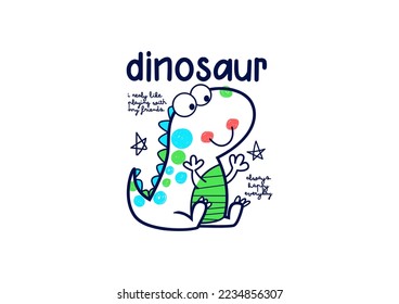 cute baby dinosaurs  kids printing with star