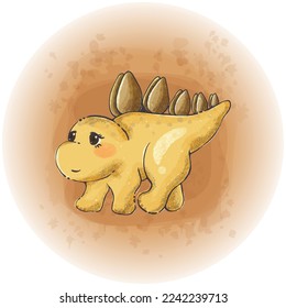 Cute Baby Dinosaurs Watercolor Graphics 02
