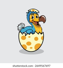 Cute baby dodo Bird extinct animal Character Mascot in Vector Cartoon Illustration