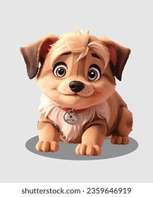 Cute Baby Dog 3D Animation Vector Design