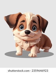 Cute Baby Dog 3D Animation Vector Design