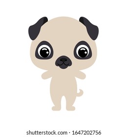 Cute baby dog. Cartoon character for decoration and design of the album, scrapbook, baby card and invitation. Domestic animal. Flat vector stock illustration on white background