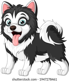 Cute baby dog cartoon on white background