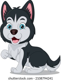 Cute baby dog cartoon on white background
