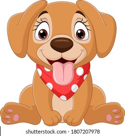 Cute baby dog cartoon sitting