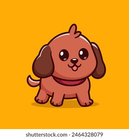 Cute Baby Dog Cartoon Vector Icon Illustration. Animal Nature Icon Concept Isolated Premium Vector. Flat Cartoon Style