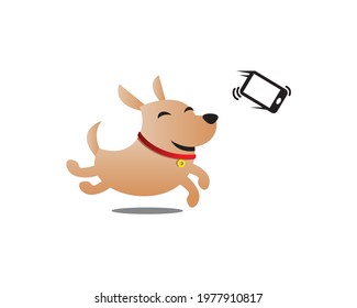 Cute Baby Dog Chasing Smartphone	
