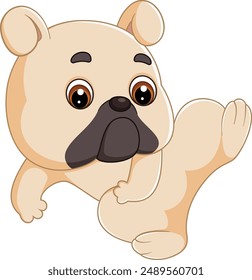 The cute baby dog dances joyfully, paws tapping in rhythm of illustration