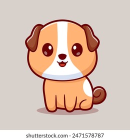 Cute Baby Dog Sitting Cartoon Vector Icon Illustration. Animal Nature Icon Concept Isolated Premium Vector. Flat Cartoon Style