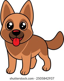 A cute baby dog vector art design with a long tail