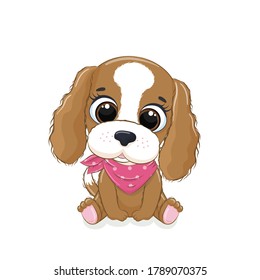 Cute baby dog. Vector illustration for baby shower, greeting card, party invitation, fashion clothes t-shirt print.