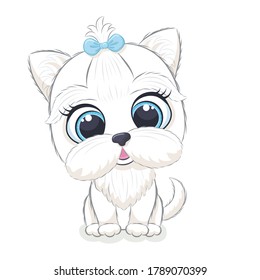 Cute baby dog. Vector illustration for baby shower, greeting card, party invitation, fashion clothes t-shirt print.