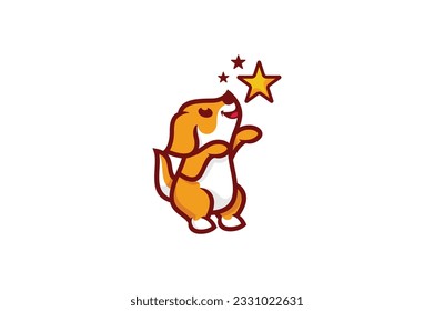 cute baby dog vector template logo design