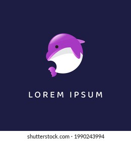 Cute baby dolphin logo template. Vector illustration