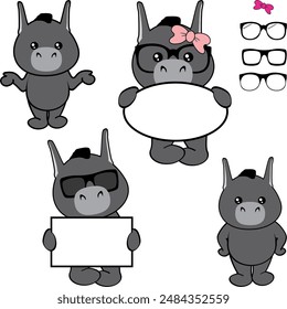 cute baby donkey cartoon collection pack in vector format