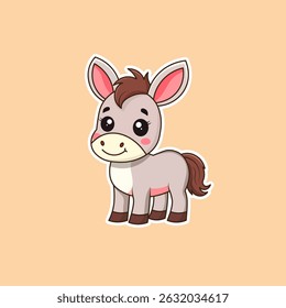 Ilustração de Desenho Animado de Burro de Bebê Bonito.