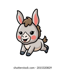 Cute baby donkey cartoon jumping