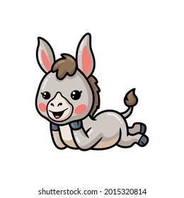 Cute baby donkey cartoon lying down