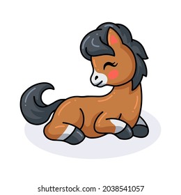 Cute baby donkey cartoon lying down