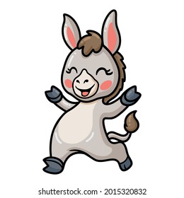Cute baby donkey cartoon posing