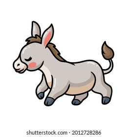 Cute baby donkey cartoon walking