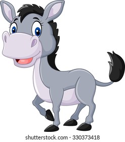Cute baby donkey posing isolated on white background 