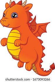 cute baby dragon cartoon on a white background