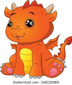 cute baby dragon cartoon on a white background
