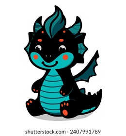 Cute Baby Dragon Cartoon Vector Icon Illustration. Animal Nature Icon Concept Isolated Premium Vector. Flat Cartoon Style